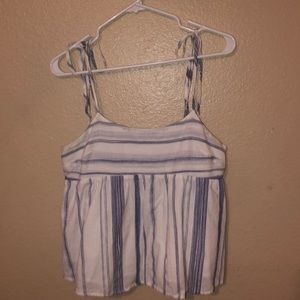 striped blue and white tank top